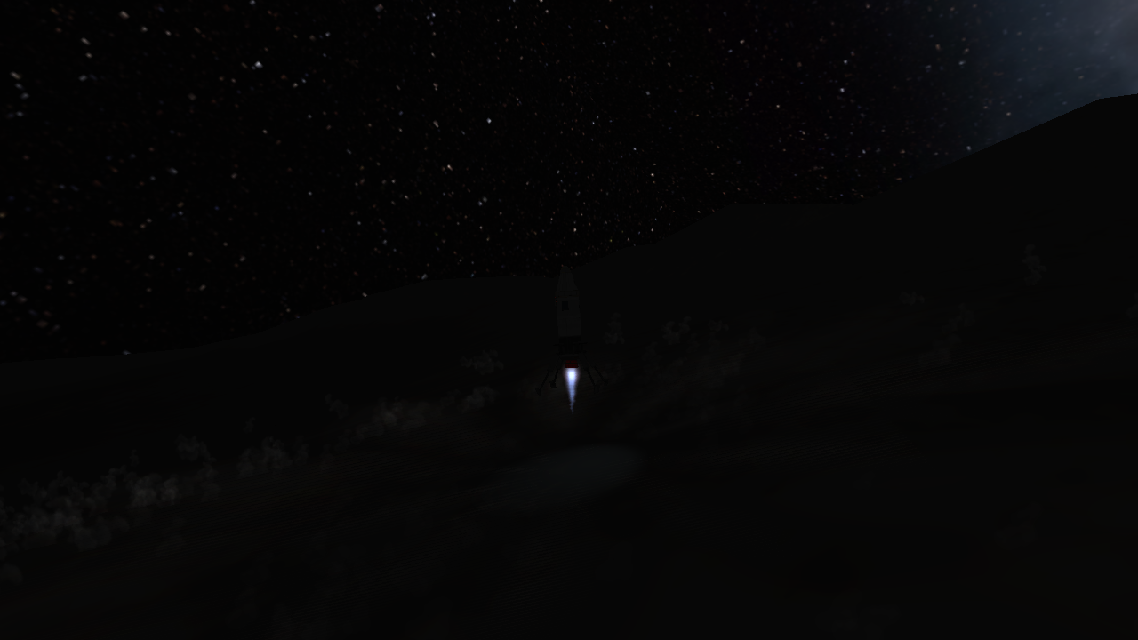 Landung auf dem Mün, Triebwerksglühen im Dunkeln